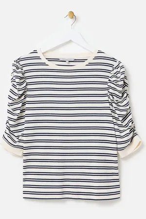 Oliver Bonas Striped Ruched Sleeve Top40