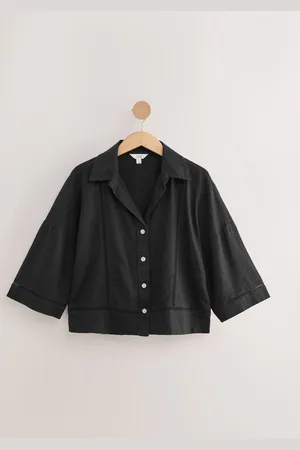 Next Linen Blend Short Sleeve Ladder Insert Shirt42