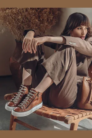 Moda In Pelle Annaken High Top Chunky Lace-Up Leather Trainers