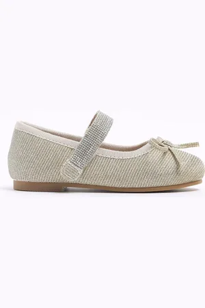 River Island Girls Velvet Diamonte Strap Pumps