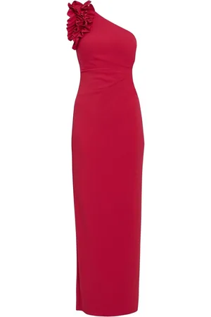 Gina Bacconi Red Nicole Ruffled One Shoulder Maxi Dress40