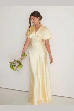 Six Stories Plunge Batwing Satin Bridesmaid Kjole38