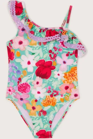Monsoon Floral Asymmetrical Frill Swimsuit134140cm