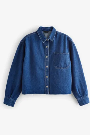 Next Raw Hem Afkortet Denim 100% Bomuld SkjorterXXXL Almindelig