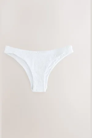 Next Shirred Brazilian High Leg White Bikini Bottoms