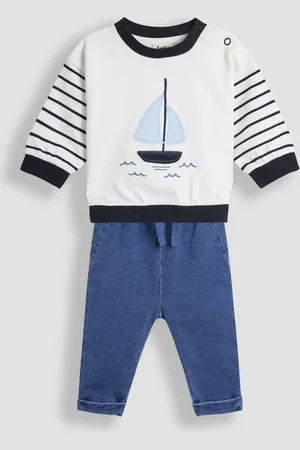 JoJo Maman Bébé Organic Cotton Sail Boat Sweatshirt & Joggers Set8086cm