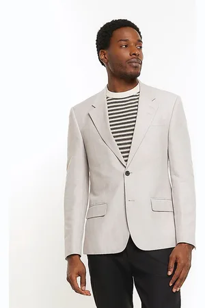 River Island Hør Enkeltradet Slim Fit Jakkesæt Jakke46 Regular (UK 36 R)