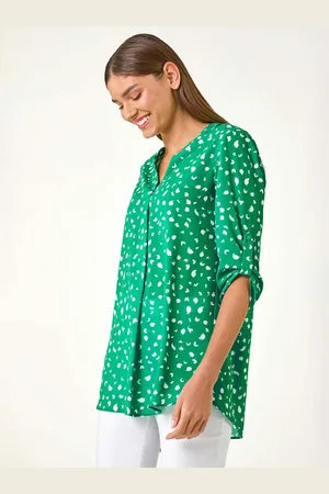 Roman Abstract Spot Print V-Neck Tunic Top40