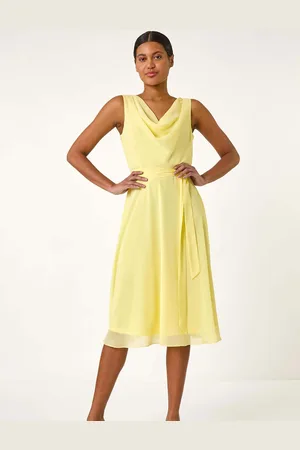 Roman Floral Print Cowl Neck Dress46