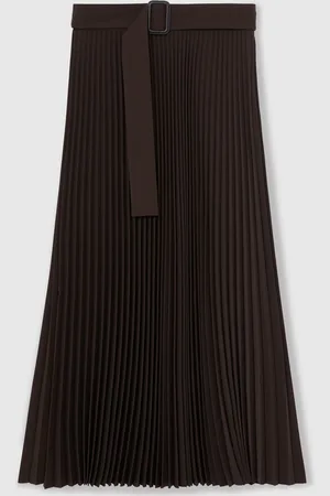 Reiss Ava Pleated Belted Midi Skirt44