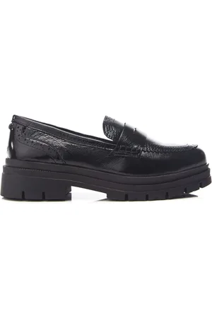Moda In Pelle Fabri Brogue Detailing Chunky BlackLeather Loafers