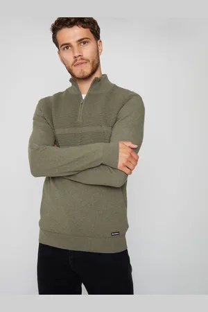 Threadbare Rib Detail Knitted Quarter Zip JumperXL