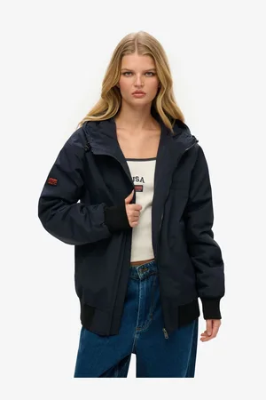Superdry Oversized 100% Cotton Surplus Nylon Hooded Bomber Jacketxxxlarge
