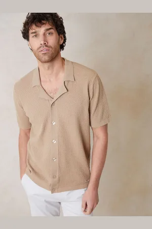 Threadbare Textured Revere Collar Knitted Shirtlarge
