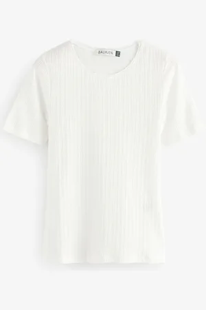 Baukjen Gabriella Pretty Rib 100% Cotton White T-Shirt46