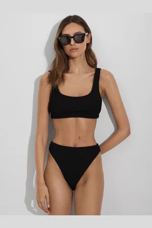 GOOD AMERICAN Always Fits Textured Scoop Neck Bikini TopL-XL