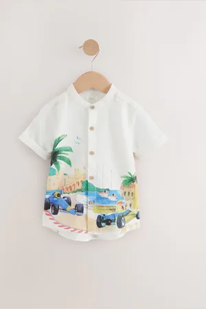 Next Short Sleeves Grandad Collar Printed Shirt (3mths-7yrs)6268cm