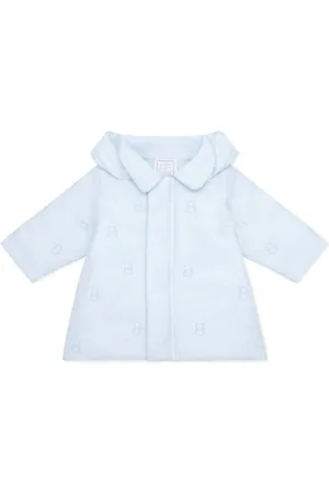 Emile et Rose Blue Microfibre Jacket With All Over Emb Bear and Hood6874cm