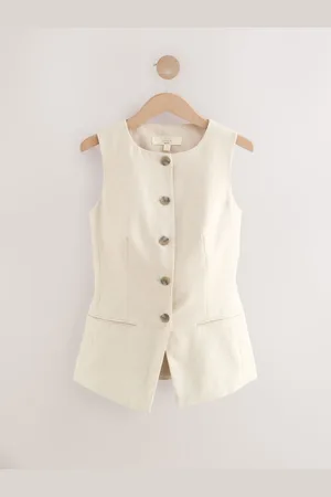 Next Linen Rich Square Neck Waistcoat