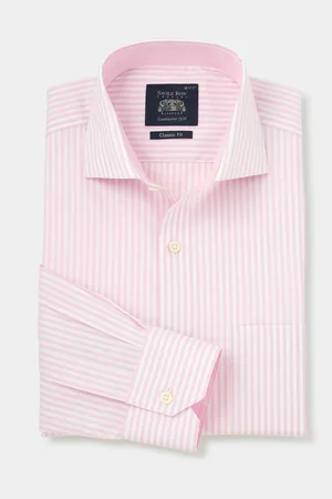 SAVILE ROW The Blue 100% Cotton Stripe Classic Fit Smart Casual ShirtM