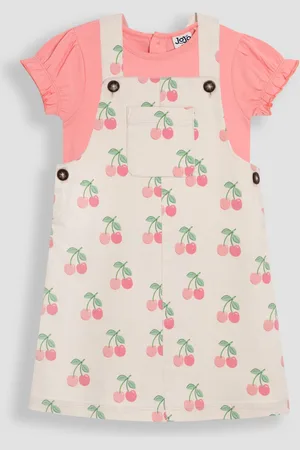 JoJo Maman Bébé 2-Piece Dungaree Dress & T-Shirt Set110116cm