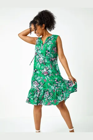 Roman Floral Print Frill Hem Dress44