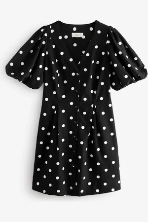 Next V-Neck Puff Sleeve Mini Dress with Linen48