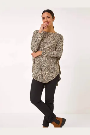 Roman Animal Print Stretch Tunic Top44