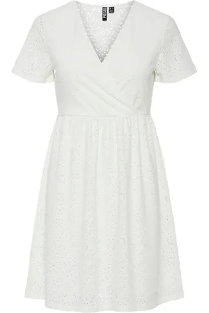 Pieces® Short Sleeve Broderie Anglaise DressM 10