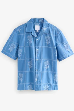 Next Floral Embroidered Short Sleeve 100% Cotton Shirtxxxxxlarge