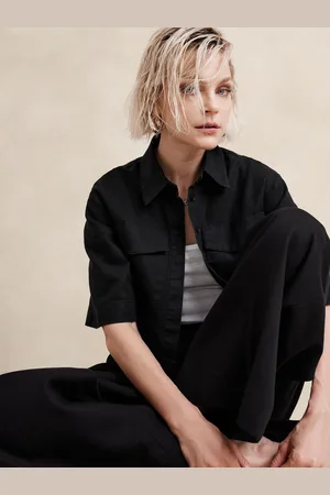 Banana Republic Hamp-bomuld cropped skjorteM
