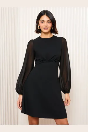 Friends Like These Long Sleeve Chiffon Scuba Mini Dress44