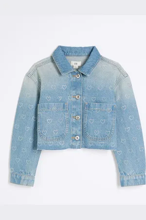 River Island Girls Heart Denim 100% Cotton Jacket134140cm
