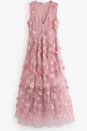 Next 3D Floral Print Textured V-Neck Maxi Dress40 Høj