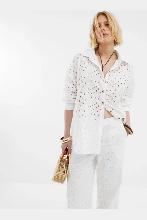 River Island Oversized Broderie 100% Cotton Shirtlarge