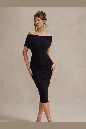 Club L Rayleigh Bardot Ruched Midi Kjole46