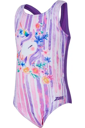Zoggs Girls Purple Unicorn Actionback Swimsuit8086cm