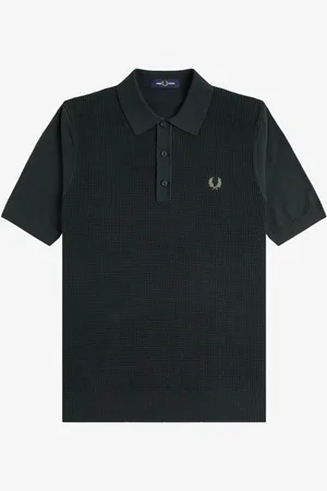 Fred Perry Waffle Knitted Polo ShirtMiddel