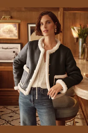 Love & Roses Collarless Shearling Jakke48