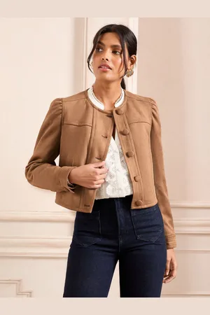 Love & Roses Collarless Puff Sleeve Jacket46
