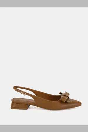 Novo Carlina Bow Detail Point Toe Loe Heel Slingback Shoeseu37
