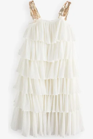 Billieblush Cream Longline Tiered Ruffle Occasion Party Dress6 år (116cm)