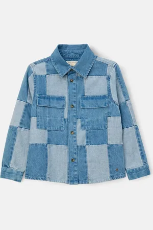 Angel & Rocket 100% Cotton Chuck Denim Patchwork Shirt140146cm