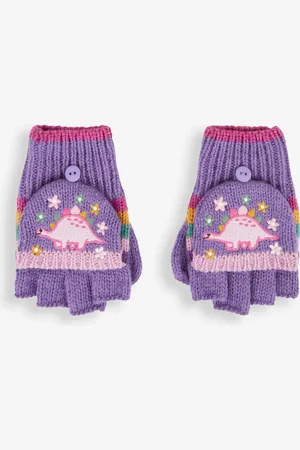 JoJo Maman Bébé Piges smukke dinosaur-stribede handsker1 - 2 år (80 - 92cm)