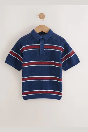 Next 100% Cotton Short Sleeve Stripe Knitted Polo Shirt (3-16yrs)12 år (152cm)