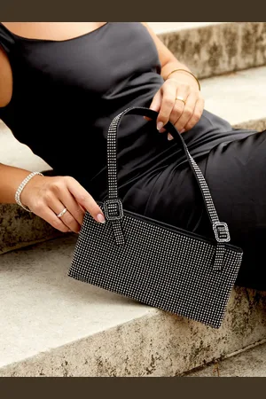 Linzi Fantasy Satin Diamante Shoulder BagEn