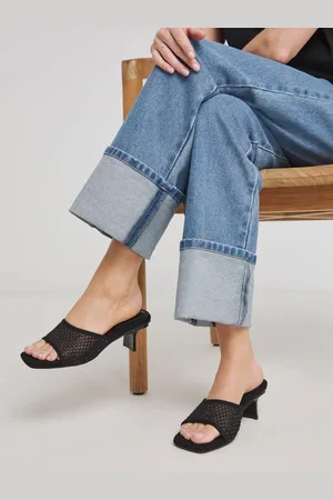 Simply Be Diamante Mesh Kitten Heel Mules In Wide Fit Extraeu39