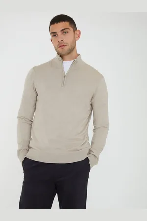 Threadbare Funnel Quarter Zip Knitted JumperM