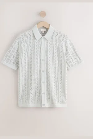 Next Regular Fit Signature Silk Rich Short Sleeve Knitted Pointelle Shirtlarge