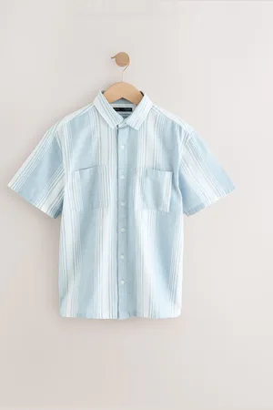 Next Short Sleeve Linen Blend Stripe Shirt (3-16yrs)140146cm